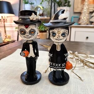 Debi Lilly Day of the Dead Wobble Bobble Couple Decor Collectible Rare‎ Pair